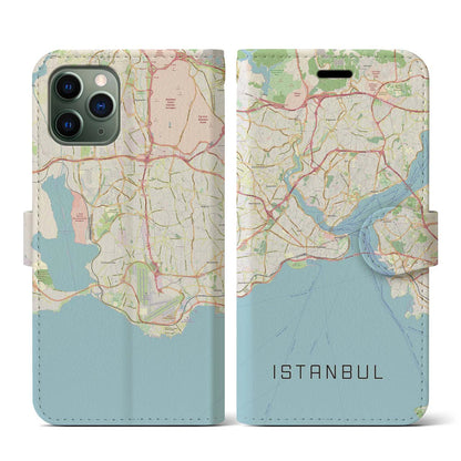 【イスタンブール】地図柄iPhoneケース（手帳両面タイプ・ナチュラル）iPhone 11 Pro 用