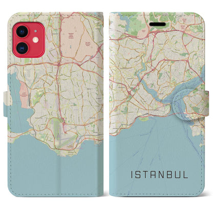 【イスタンブール】地図柄iPhoneケース（手帳両面タイプ・ナチュラル）iPhone 11 用