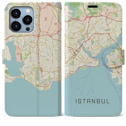 【イスタンブール】地図柄iPhoneケース（手帳両面タイプ・ナチュラル）iPhone 13 Pro Max 用