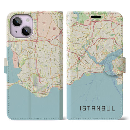 【イスタンブール】地図柄iPhoneケース（手帳両面タイプ・ナチュラル）iPhone 14 用