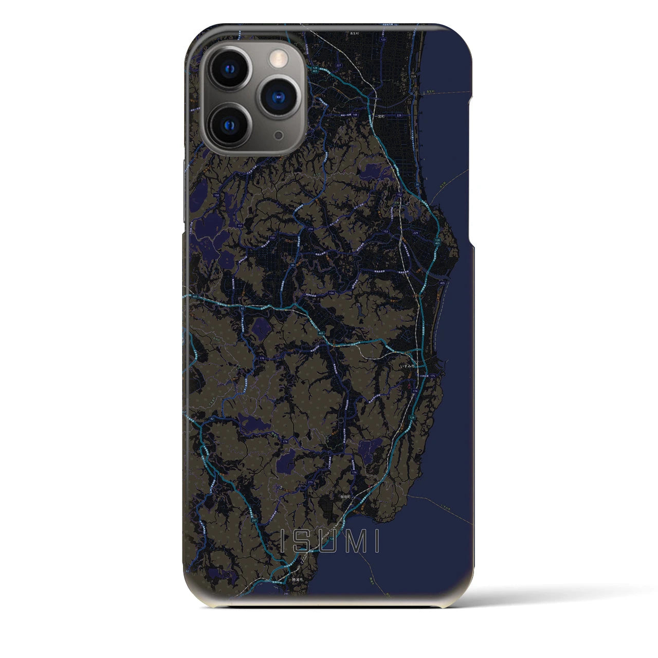 【いすみ】地図柄iPhoneケース（バックカバータイプ・ブラック）iPhone 11 Pro Max 用