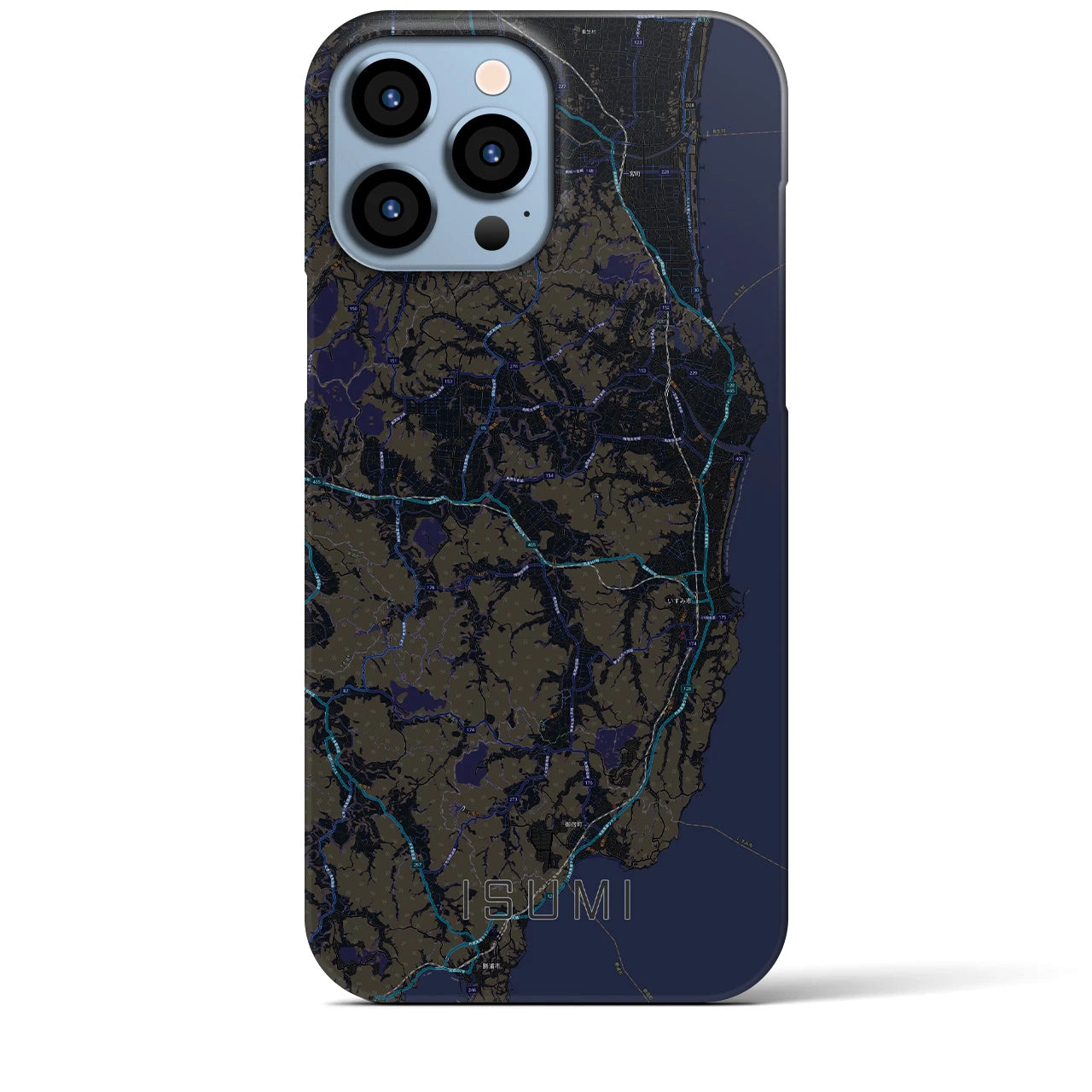 【いすみ】地図柄iPhoneケース（バックカバータイプ・ブラック）iPhone 13 Pro Max 用