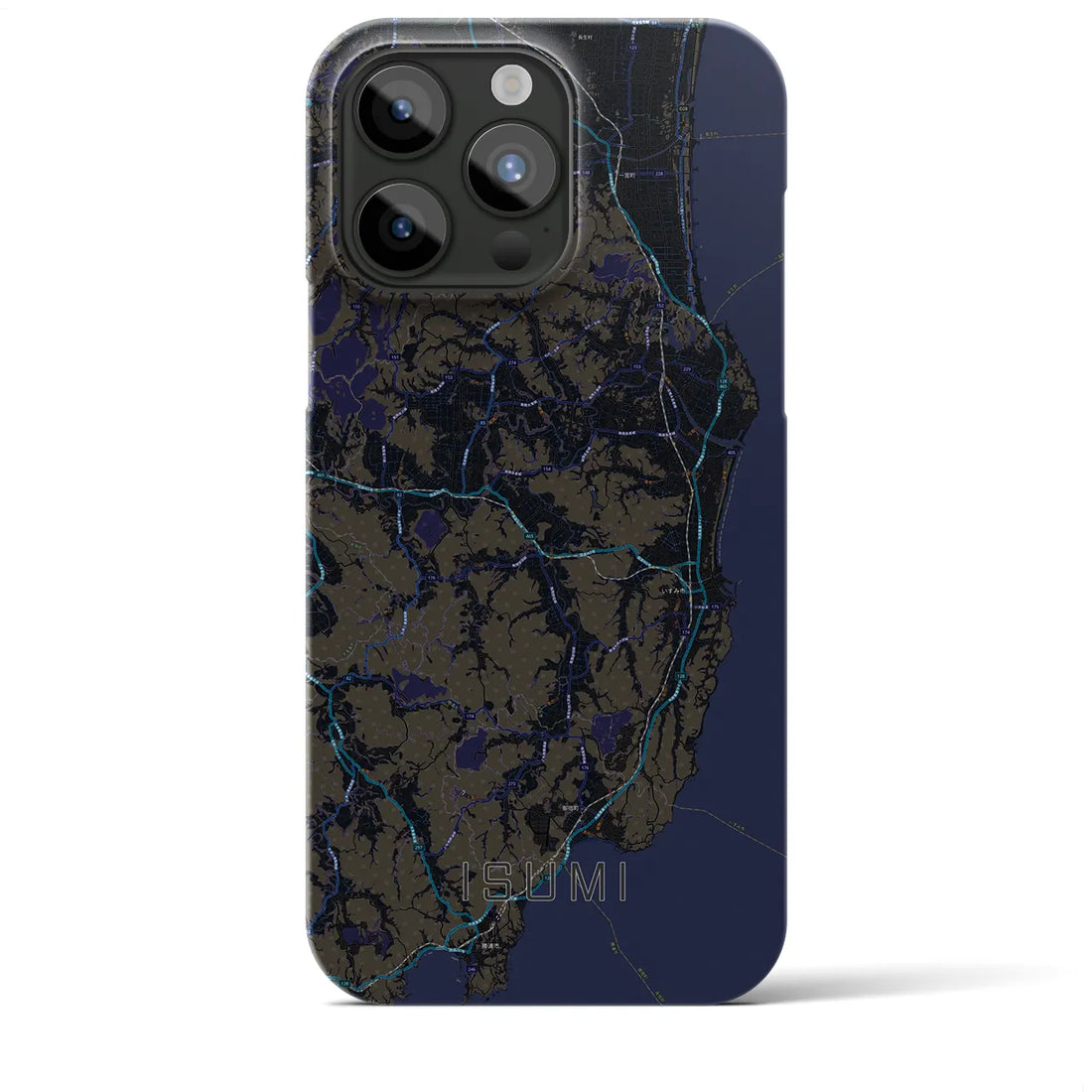【いすみ】地図柄iPhoneケース（バックカバータイプ・ブラック）iPhone 15 Pro Max 用