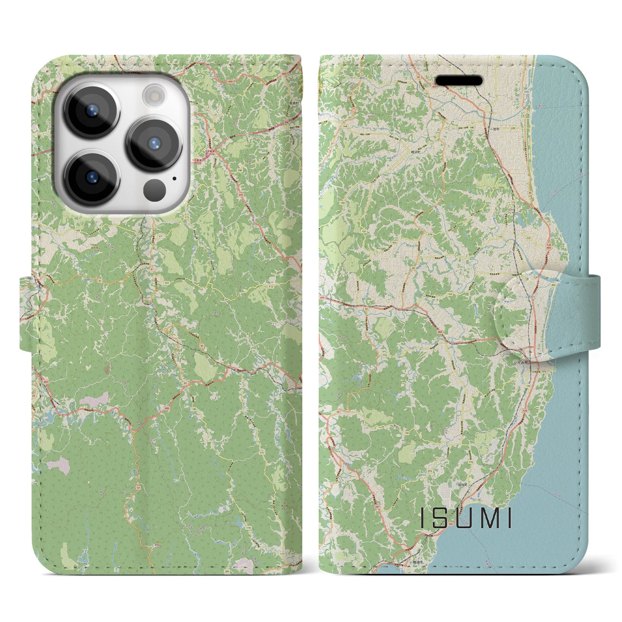 【いすみ】地図柄iPhoneケース（手帳両面タイプ・ナチュラル）iPhone 14 Pro 用