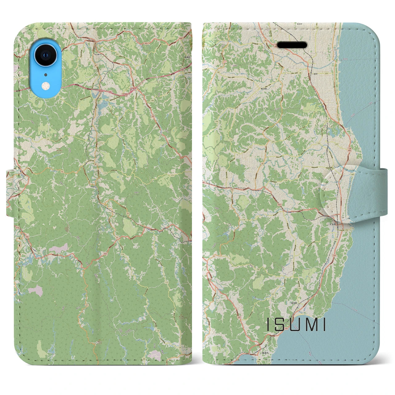【いすみ】地図柄iPhoneケース（手帳両面タイプ・ナチュラル）iPhone XR 用