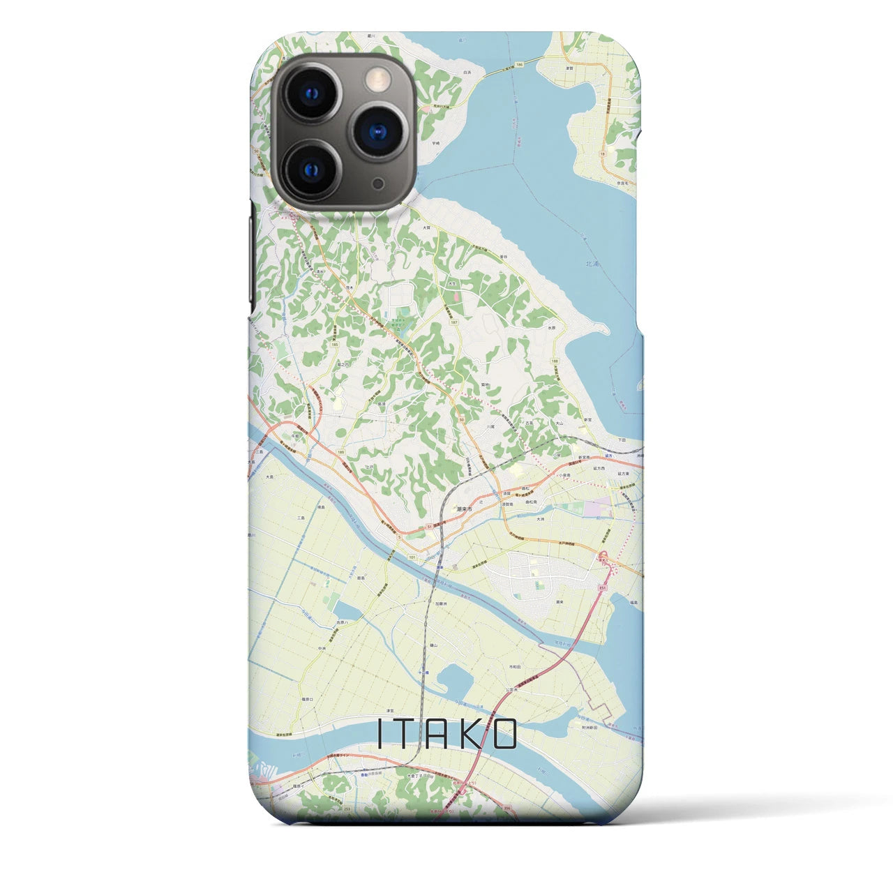 【潮来】地図柄iPhoneケース（バックカバータイプ・ナチュラル）iPhone 11 Pro Max 用