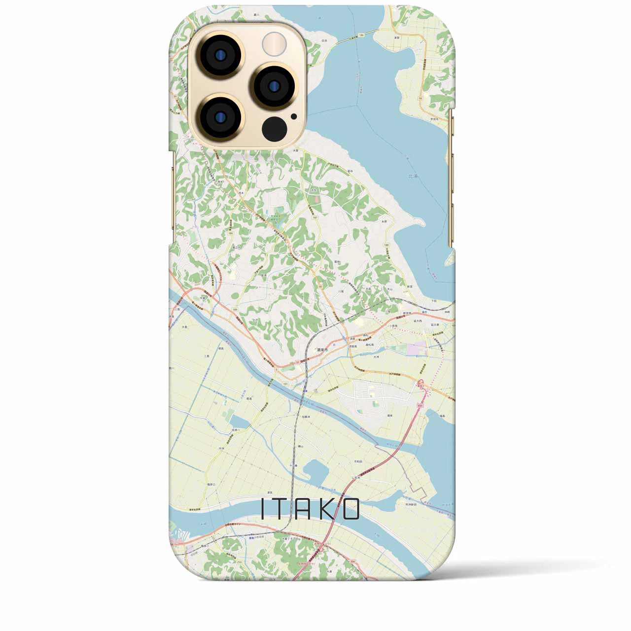 【潮来】地図柄iPhoneケース（バックカバータイプ・ナチュラル）iPhone 12 Pro Max 用