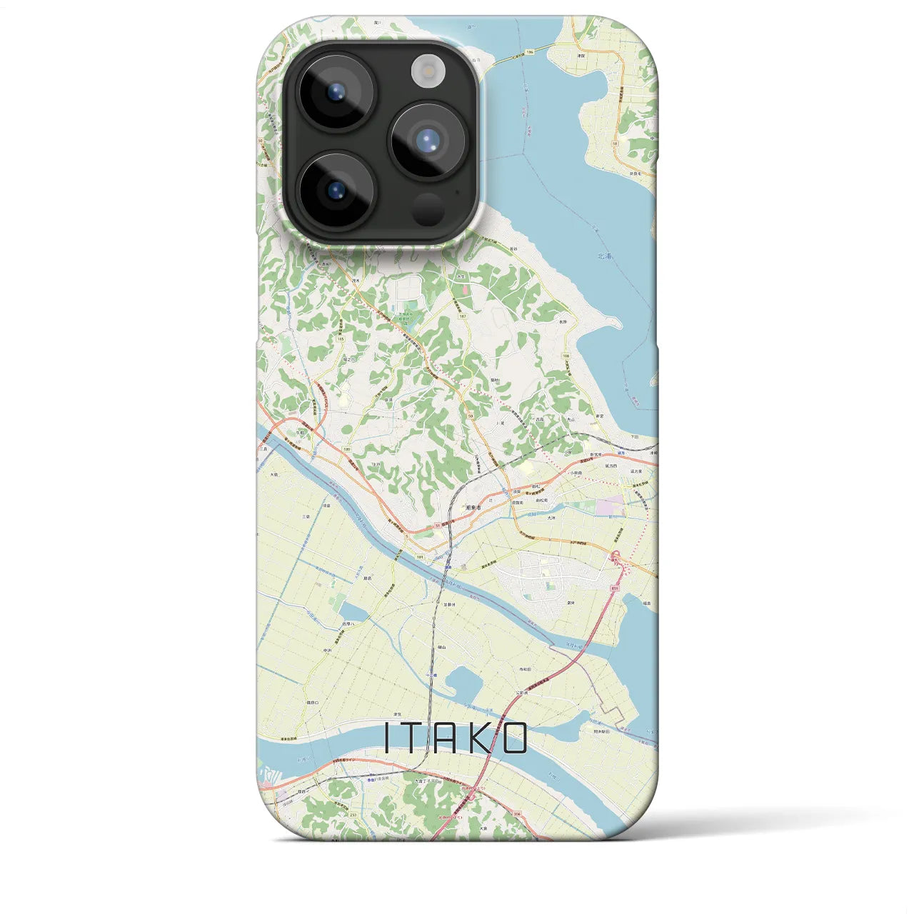 【潮来】地図柄iPhoneケース（バックカバータイプ・ナチュラル）iPhone 15 Pro Max 用