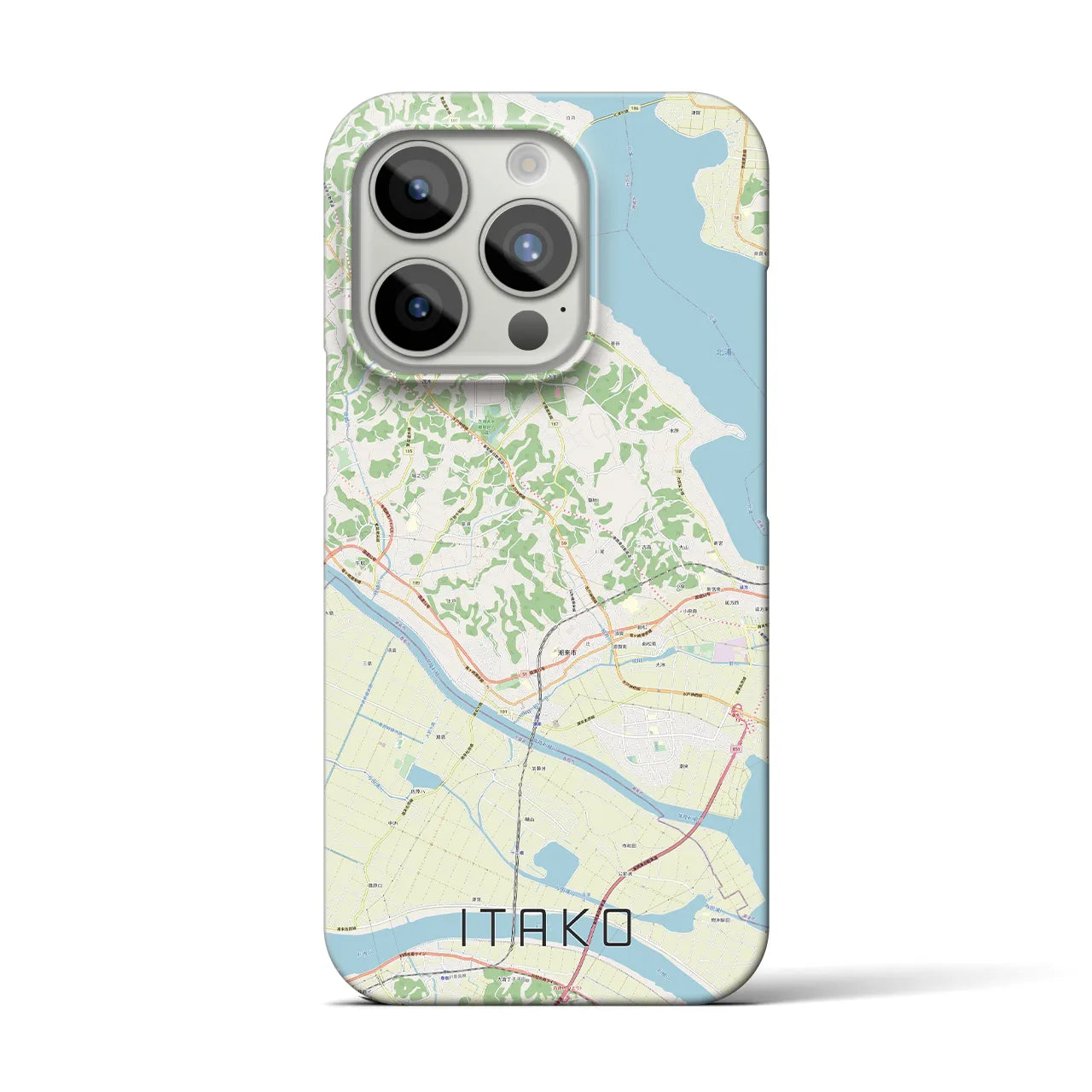 【潮来】地図柄iPhoneケース（バックカバータイプ・ナチュラル）iPhone 15 Pro 用