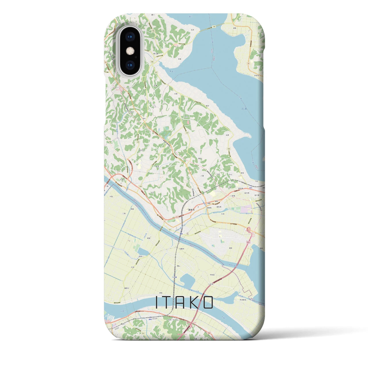 【潮来】地図柄iPhoneケース（バックカバータイプ・ナチュラル）iPhone XS Max 用