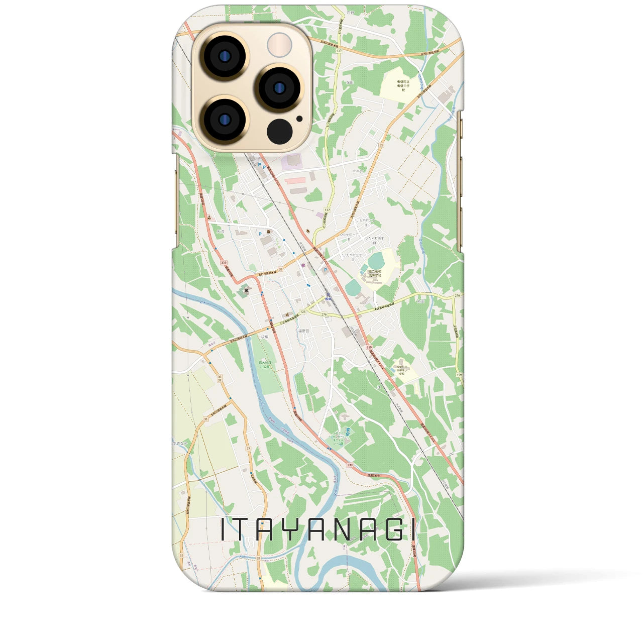 【板柳】地図柄iPhoneケース（バックカバータイプ・ナチュラル）iPhone 12 Pro Max 用