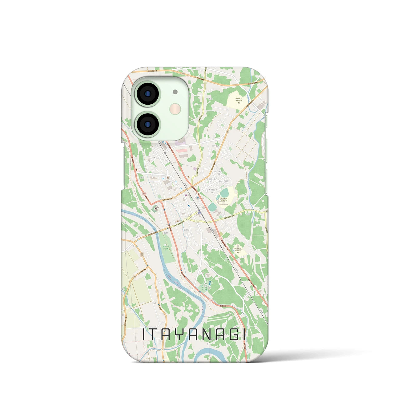 【板柳】地図柄iPhoneケース（バックカバータイプ・ナチュラル）iPhone 12 mini 用