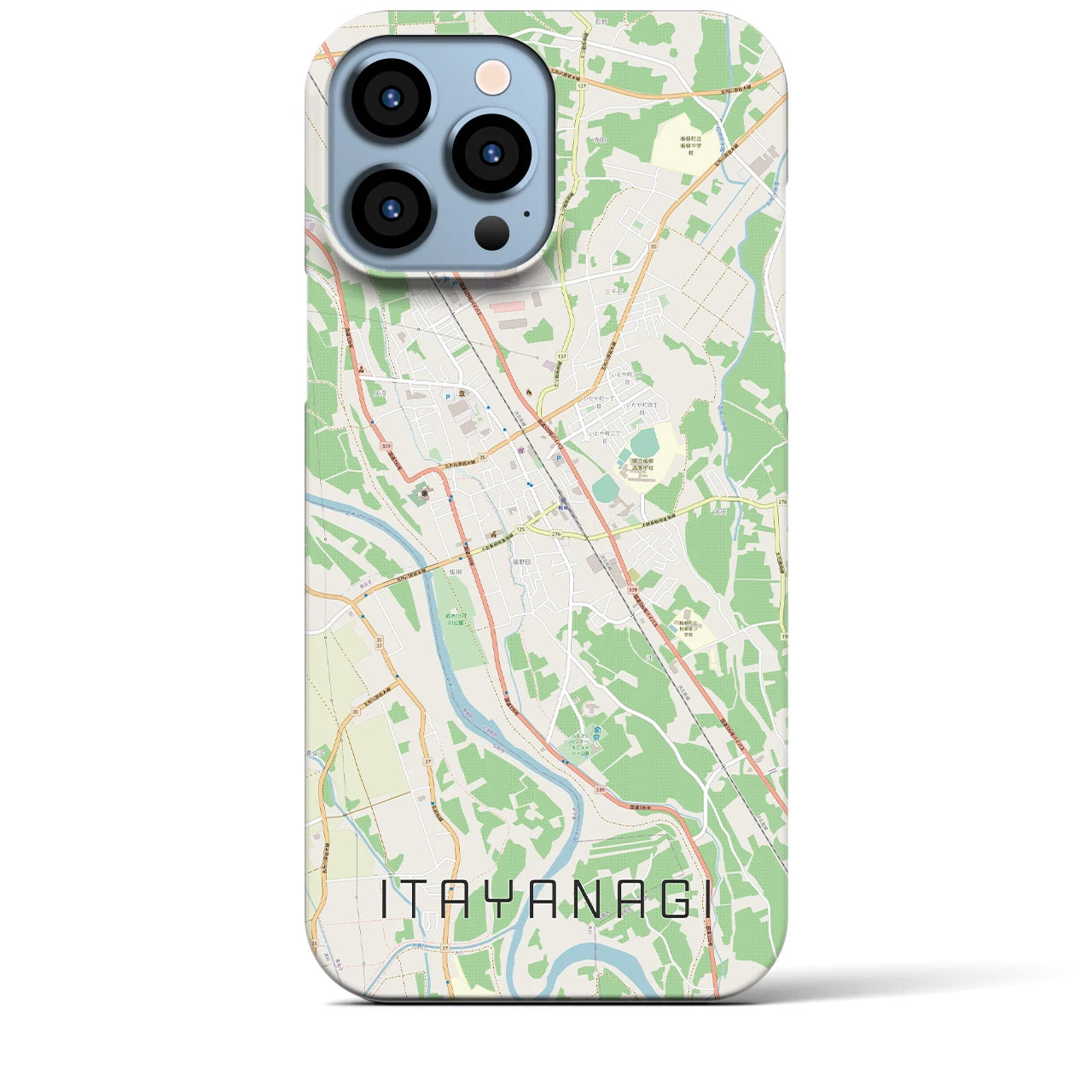 【板柳】地図柄iPhoneケース（バックカバータイプ・ナチュラル）iPhone 13 Pro Max 用