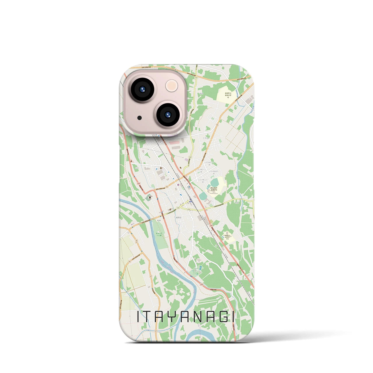 【板柳】地図柄iPhoneケース（バックカバータイプ・ナチュラル）iPhone 13 mini 用