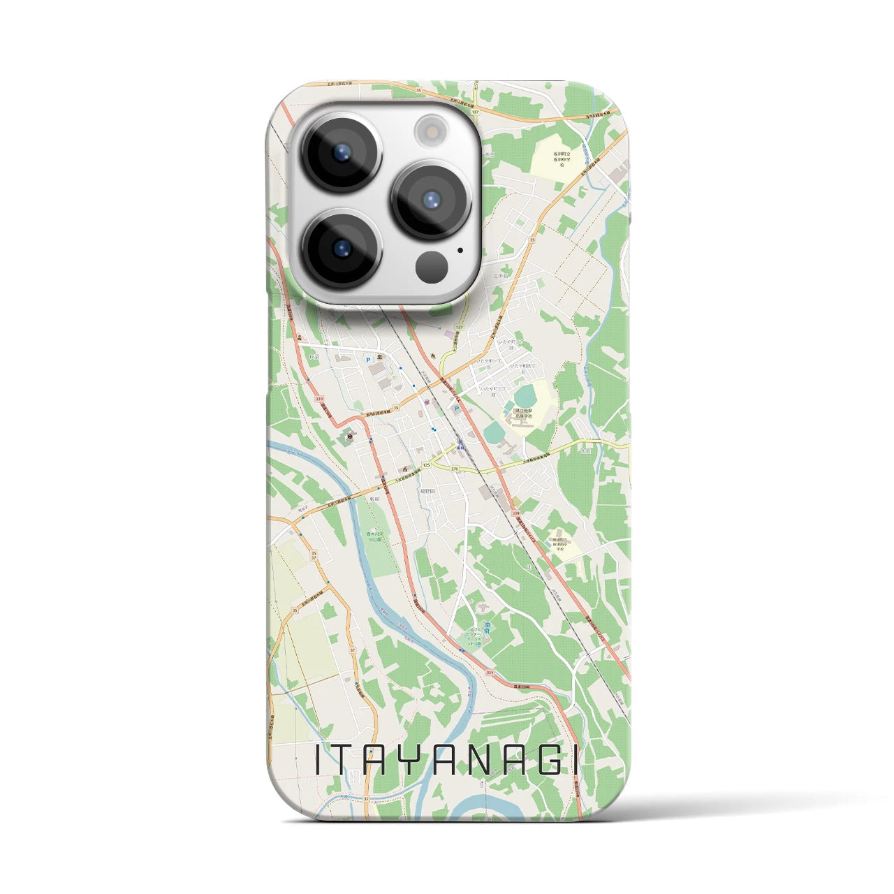 【板柳】地図柄iPhoneケース（バックカバータイプ・ナチュラル）iPhone 14 Pro 用