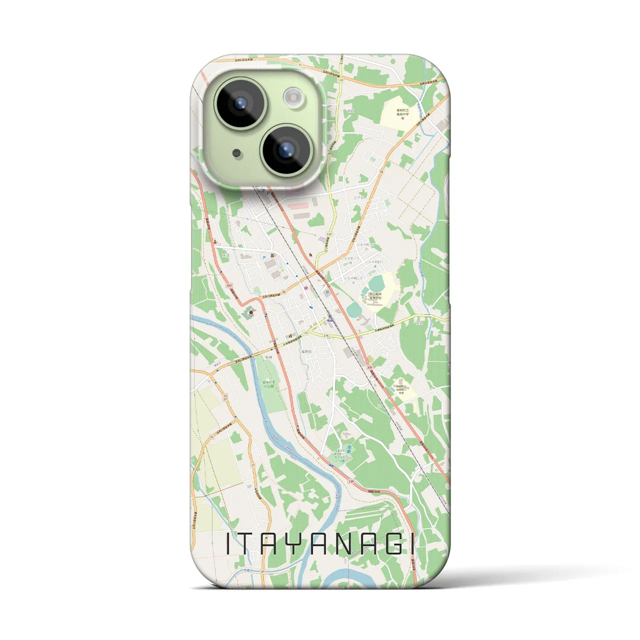 【板柳】地図柄iPhoneケース（バックカバータイプ・ナチュラル）iPhone 15 用