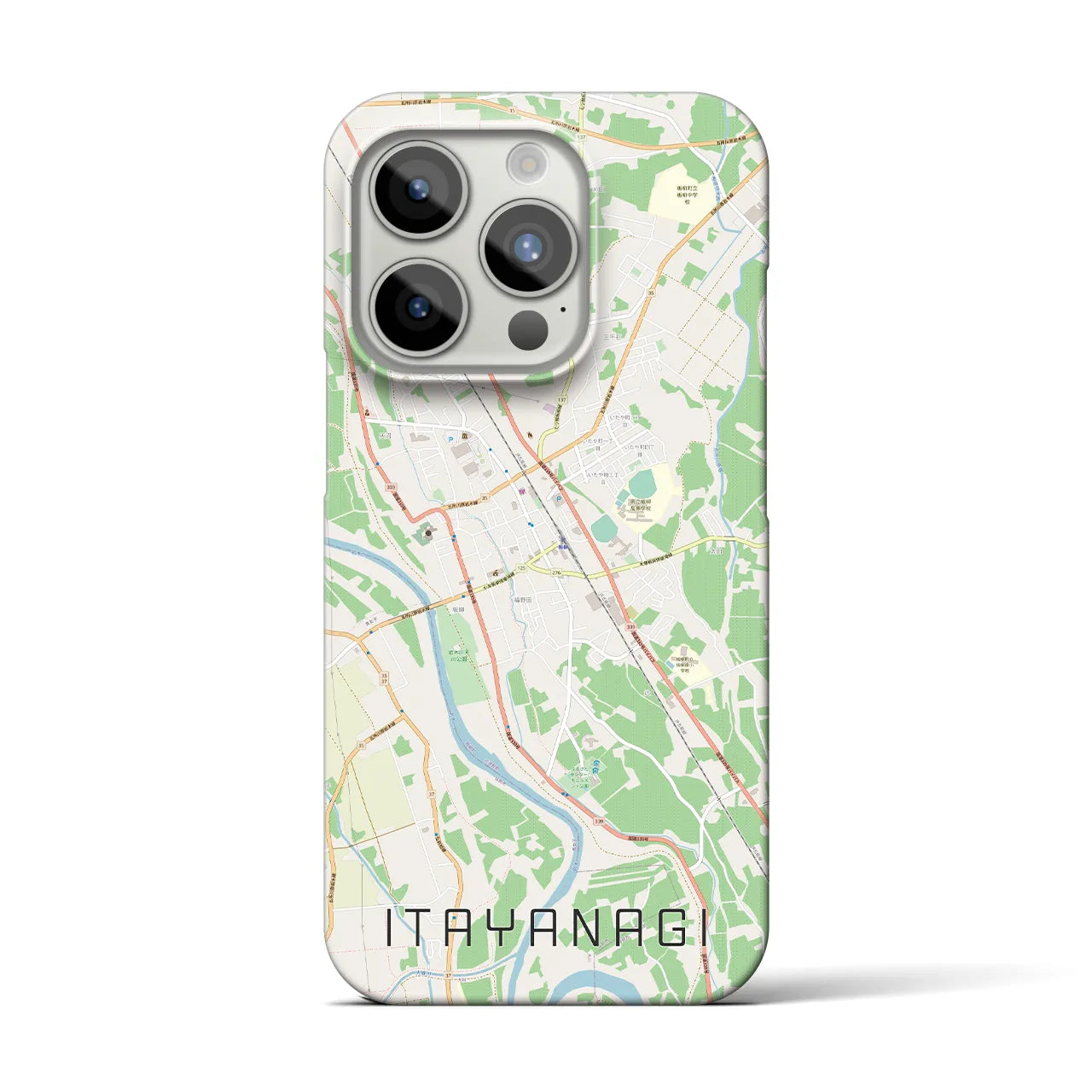 【板柳】地図柄iPhoneケース（バックカバータイプ・ナチュラル）iPhone 15 Pro 用