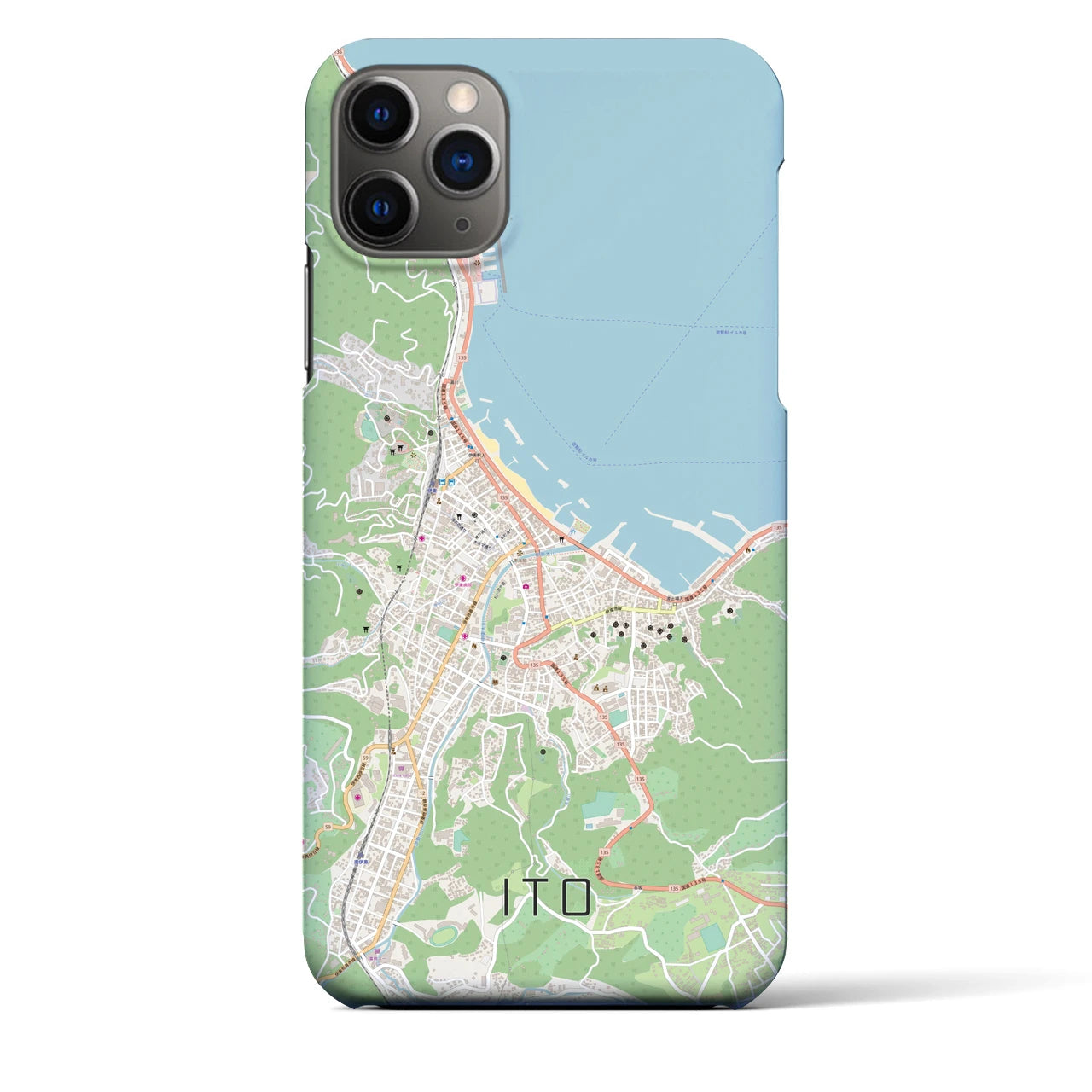 【伊東】地図柄iPhoneケース（バックカバータイプ・ナチュラル）iPhone 11 Pro Max 用