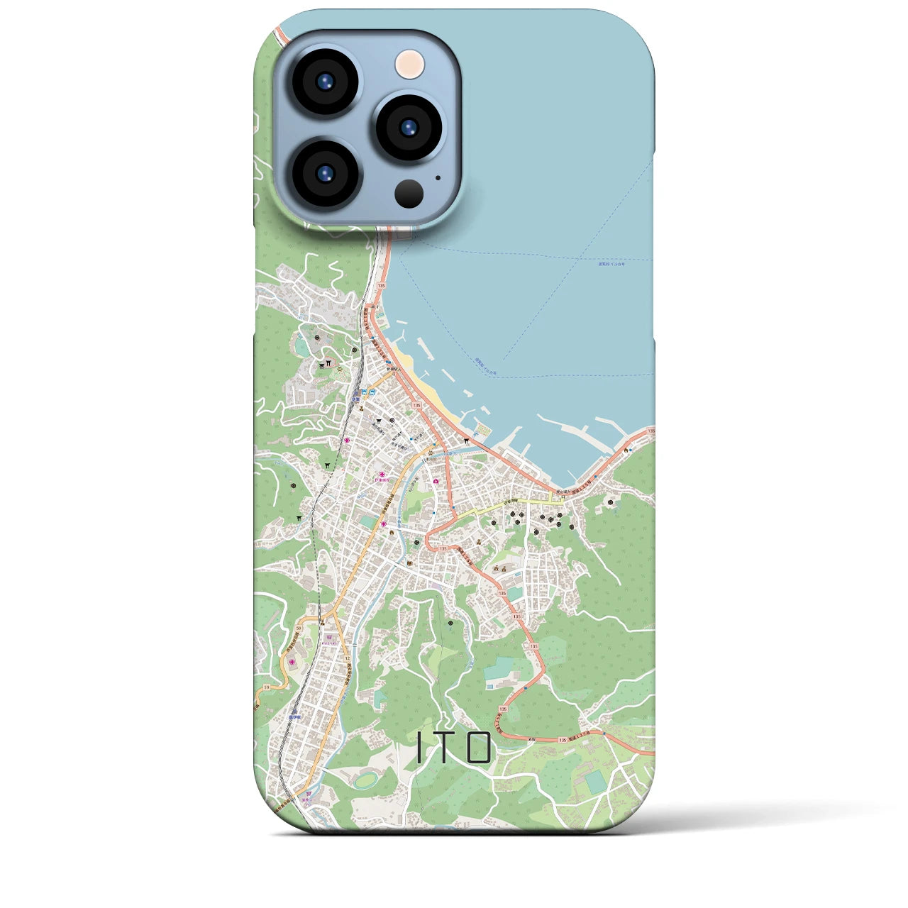 【伊東】地図柄iPhoneケース（バックカバータイプ・ナチュラル）iPhone 13 Pro Max 用