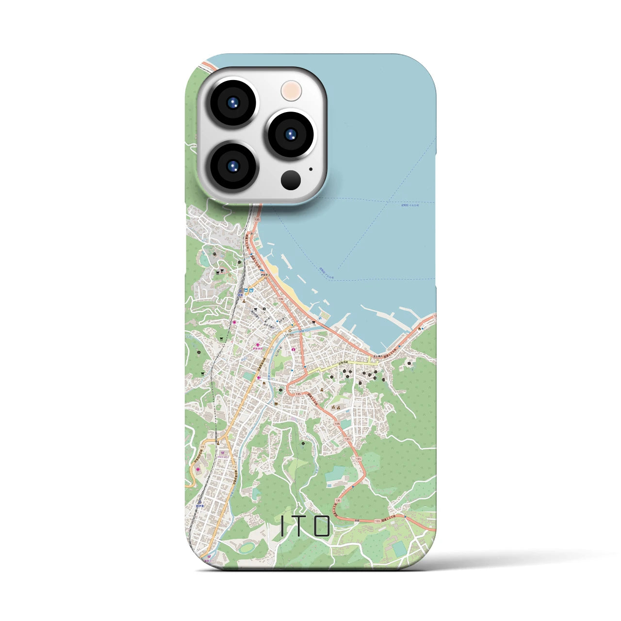 【伊東】地図柄iPhoneケース（バックカバータイプ・ナチュラル）iPhone 13 Pro 用