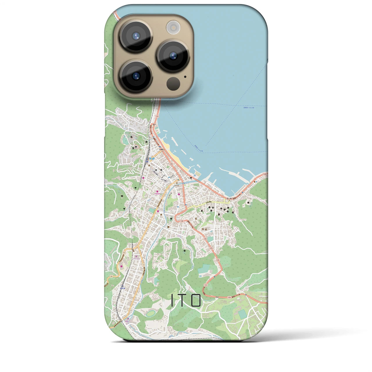【伊東】地図柄iPhoneケース（バックカバータイプ・ナチュラル）iPhone 14 Pro Max 用