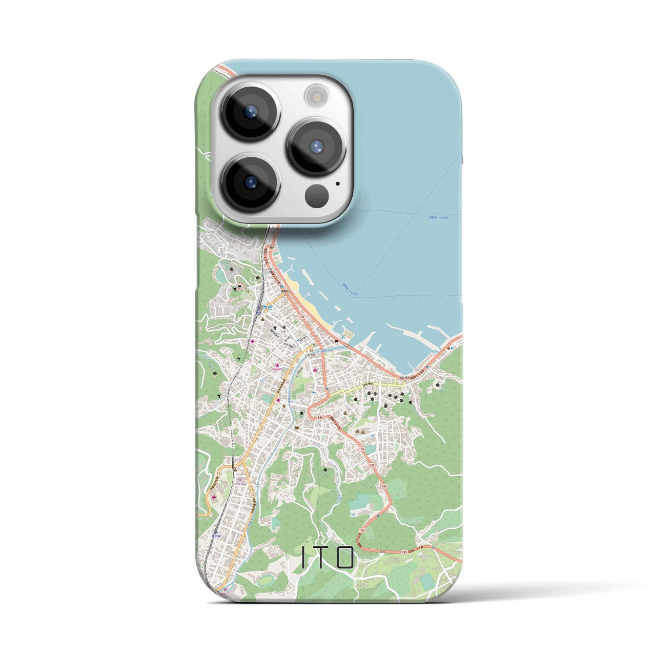 【伊東】地図柄iPhoneケース（バックカバータイプ・ナチュラル）iPhone 14 Pro 用