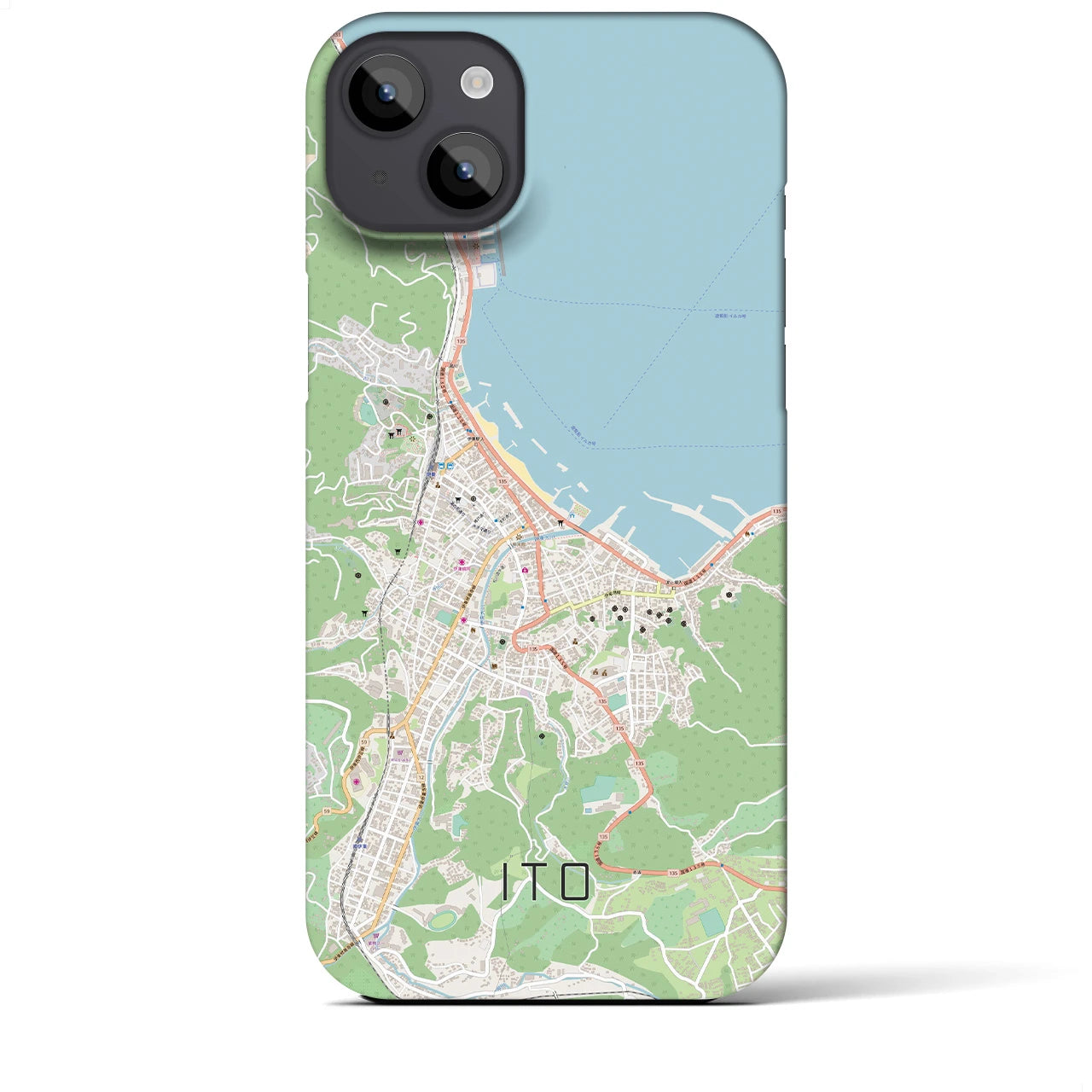 【伊東】地図柄iPhoneケース（バックカバータイプ・ナチュラル）iPhone 14 Plus 用