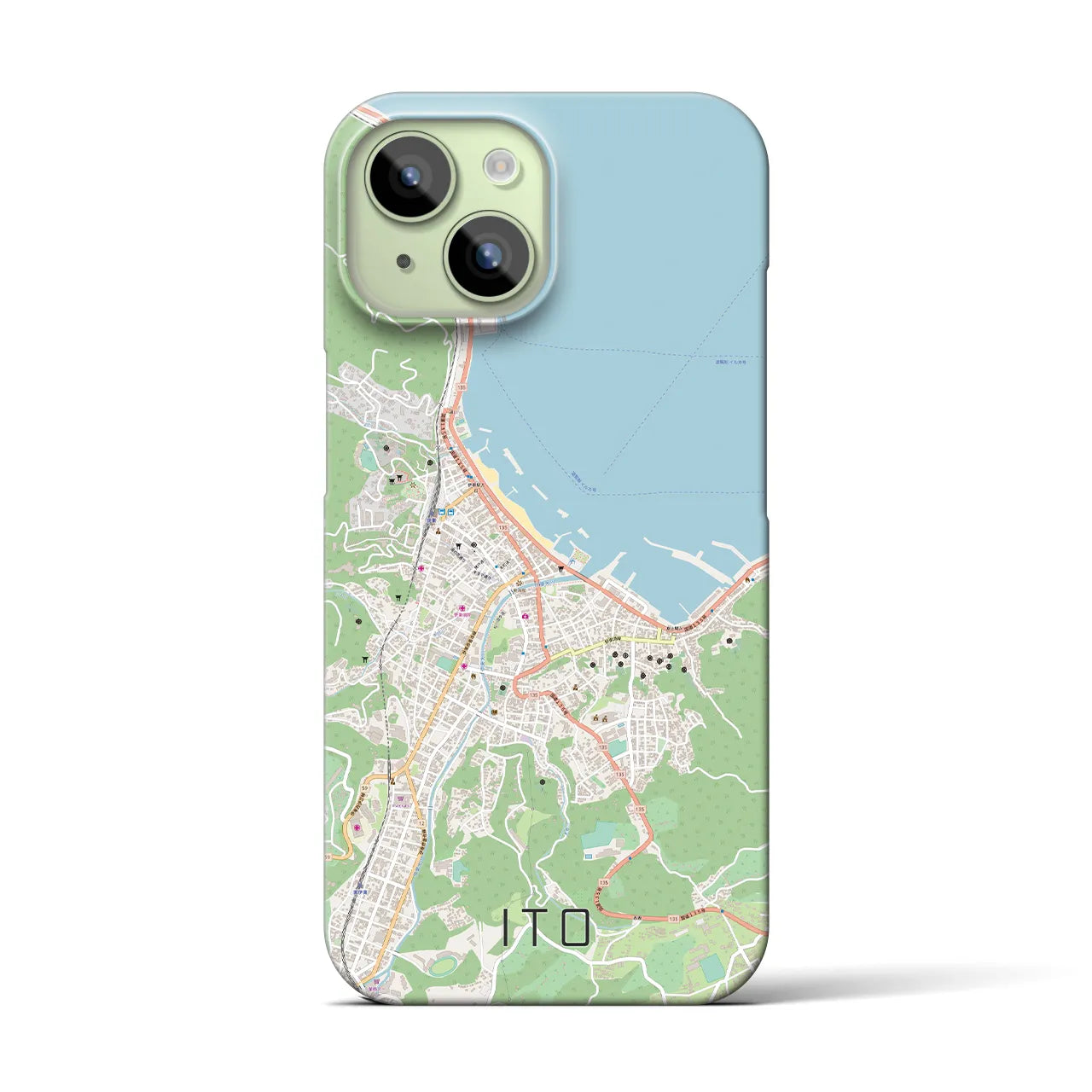 【伊東】地図柄iPhoneケース（バックカバータイプ・ナチュラル）iPhone 15 用