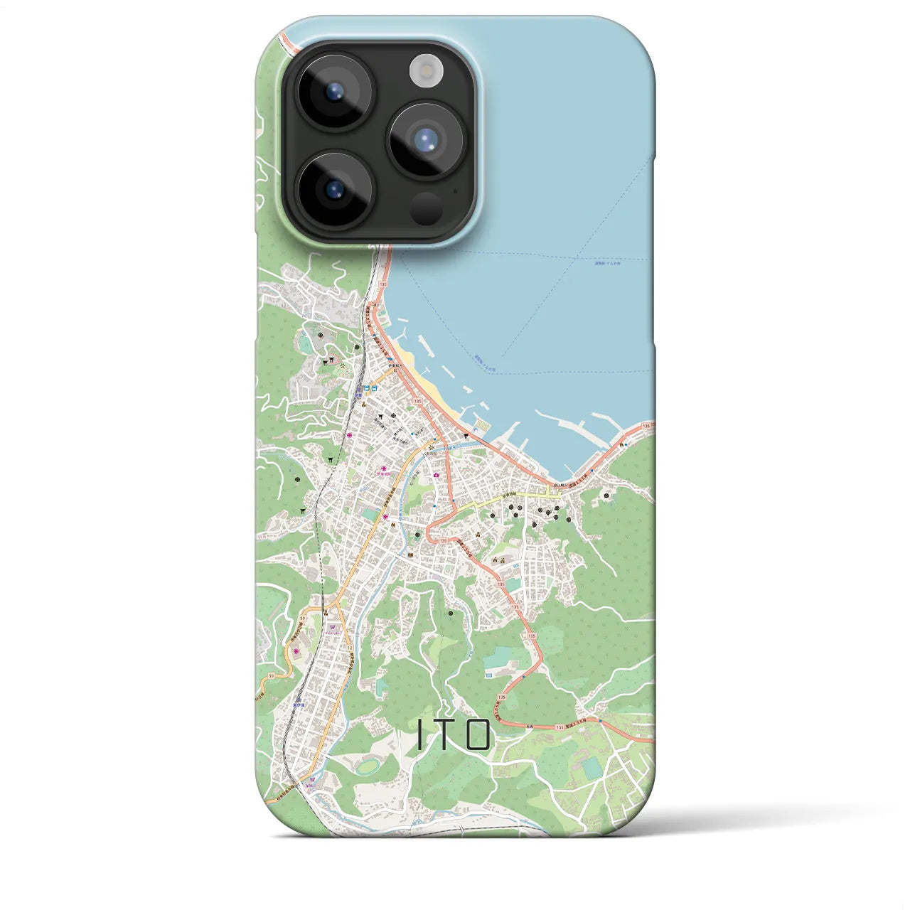 【伊東】地図柄iPhoneケース（バックカバータイプ・ナチュラル）iPhone 15 Pro Max 用