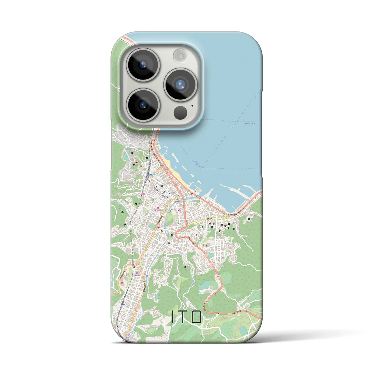 【伊東】地図柄iPhoneケース（バックカバータイプ・ナチュラル）iPhone 15 Pro 用