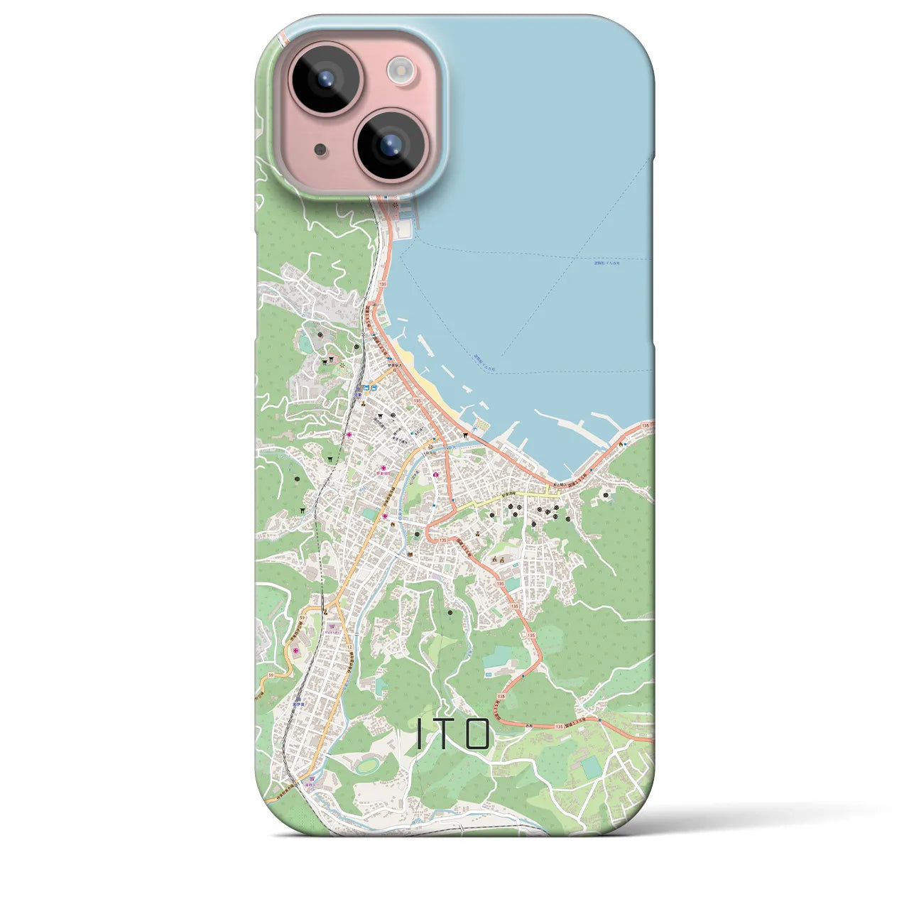 【伊東】地図柄iPhoneケース（バックカバータイプ・ナチュラル）iPhone 15 Plus 用