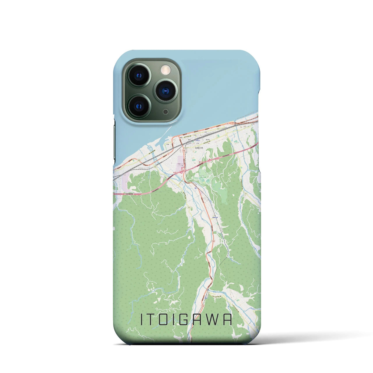 【糸魚川】地図柄iPhoneケース（バックカバータイプ・ナチュラル）iPhone 11 Pro 用