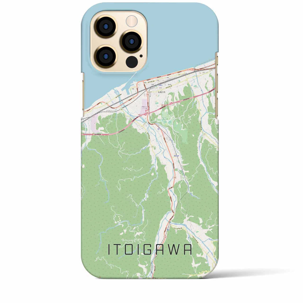 【糸魚川】地図柄iPhoneケース（バックカバータイプ・ナチュラル）iPhone 12 Pro Max 用