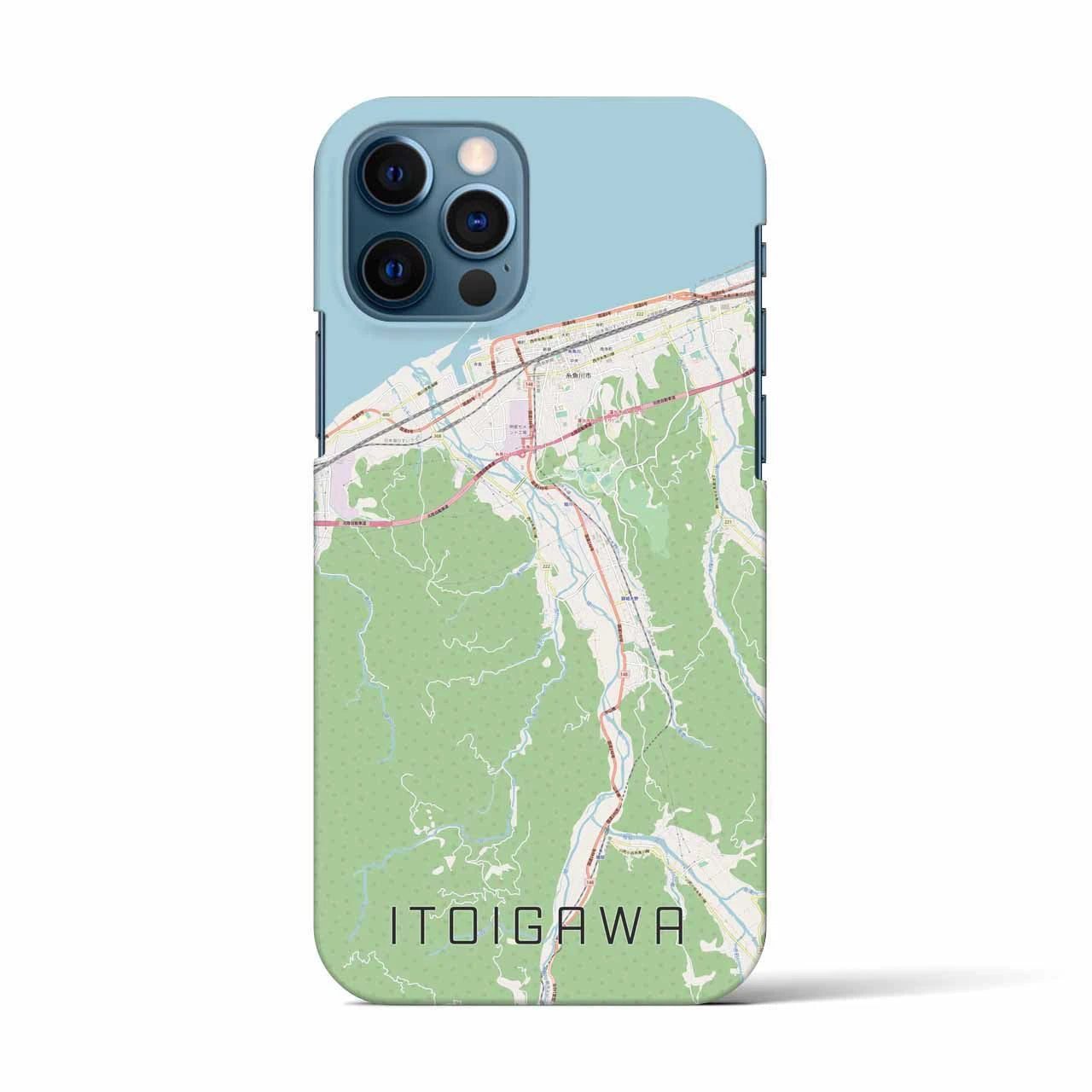 【糸魚川】地図柄iPhoneケース（バックカバータイプ・ナチュラル）iPhone 12 / 12 Pro 用