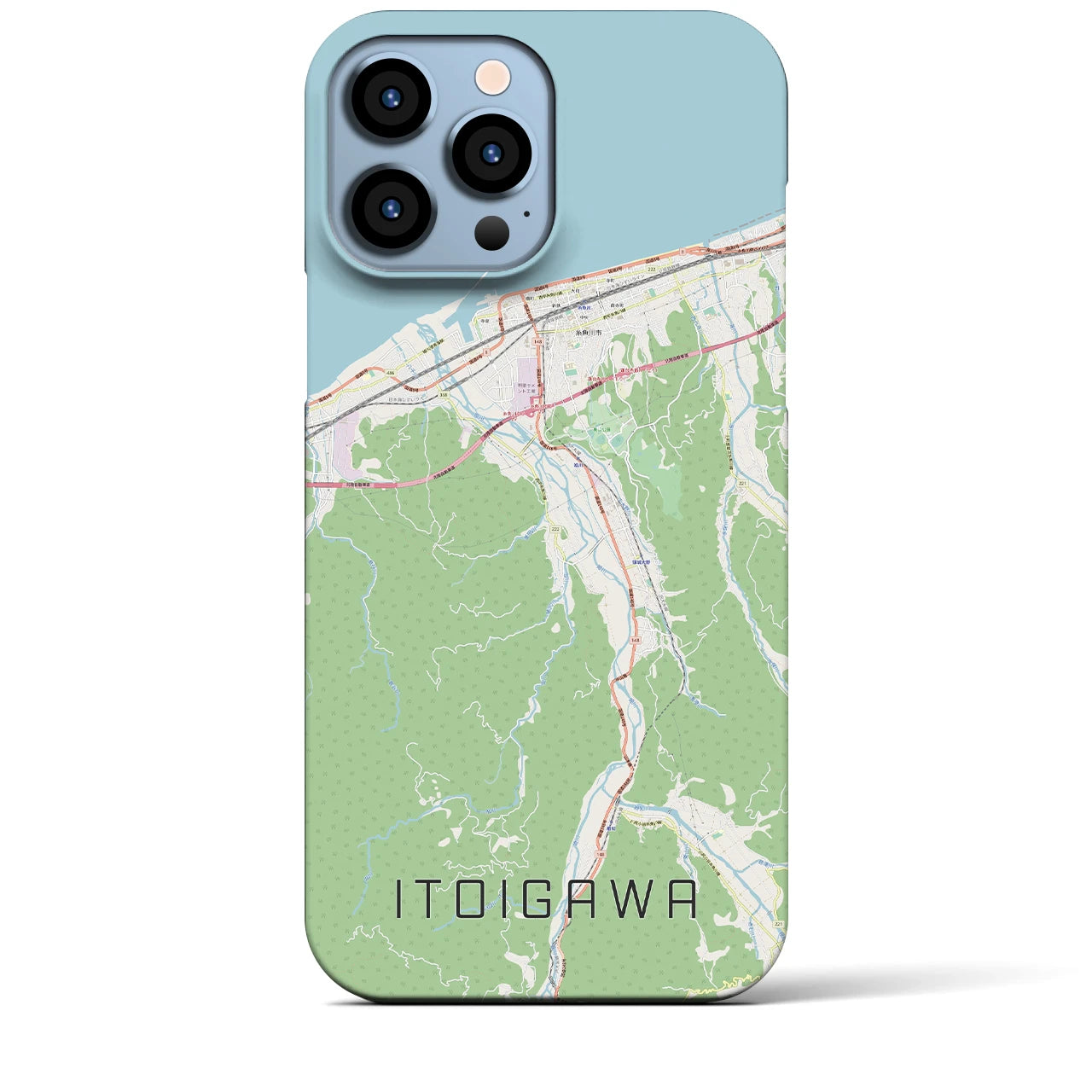 【糸魚川】地図柄iPhoneケース（バックカバータイプ・ナチュラル）iPhone 13 Pro Max 用