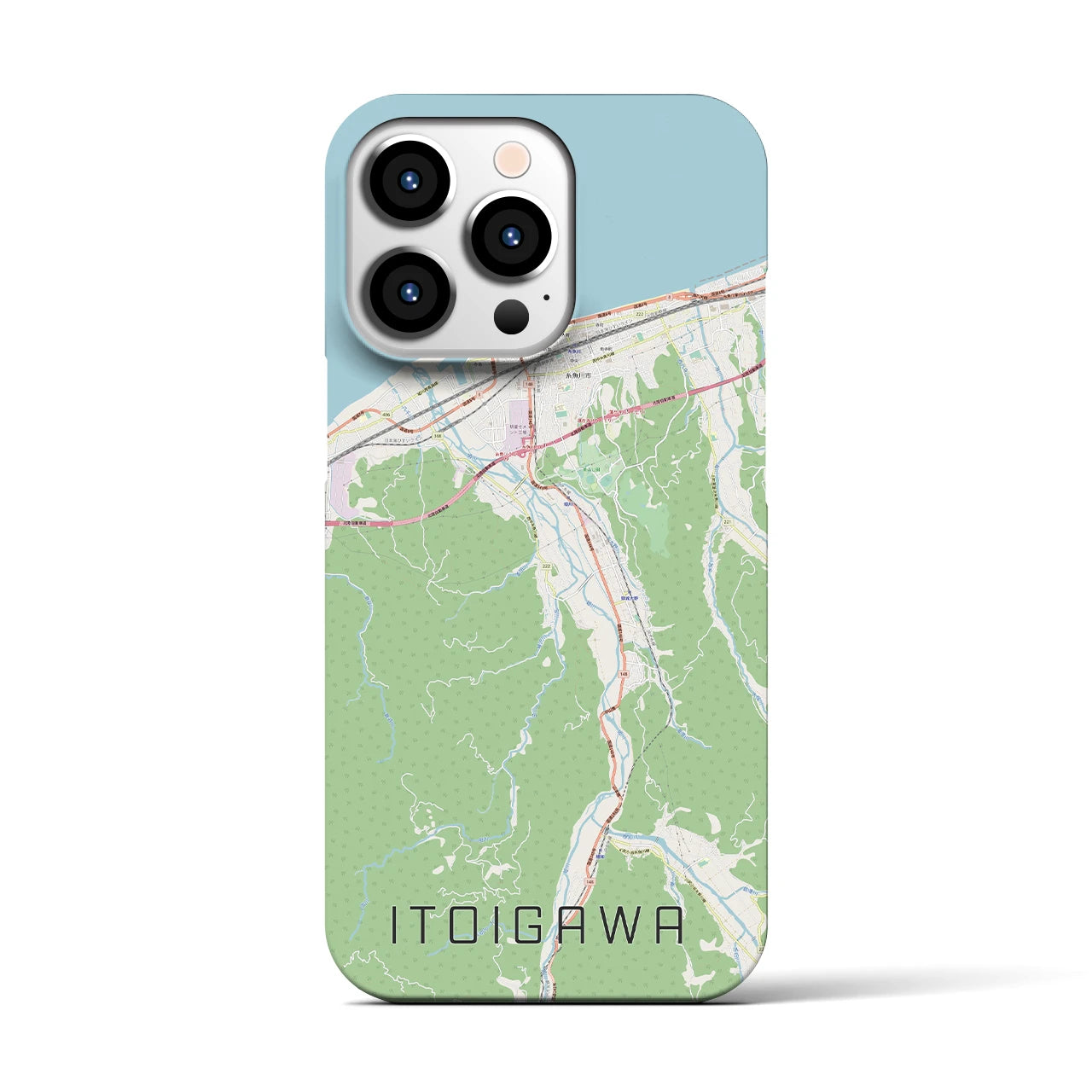 【糸魚川】地図柄iPhoneケース（バックカバータイプ・ナチュラル）iPhone 13 Pro 用