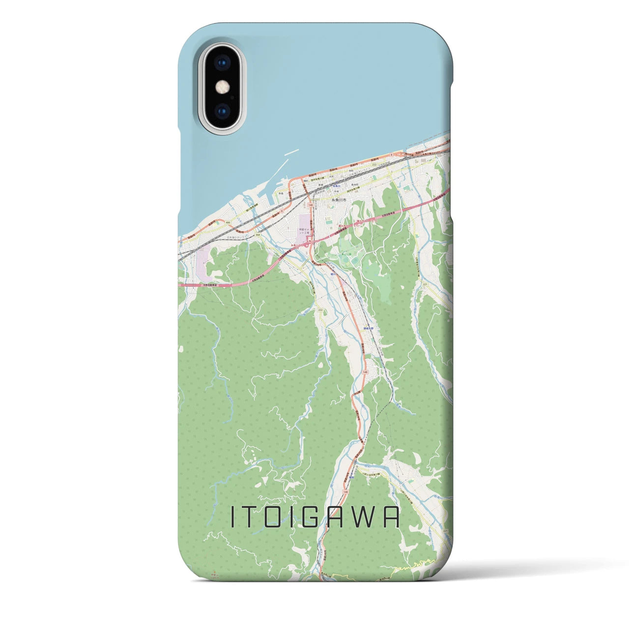 【糸魚川】地図柄iPhoneケース（バックカバータイプ・ナチュラル）iPhone XS Max 用