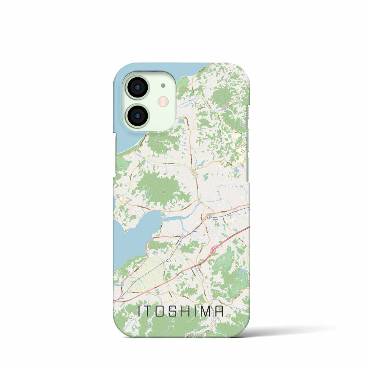 【糸島】地図柄iPhoneケース（バックカバータイプ・ナチュラル）iPhone 12 mini 用