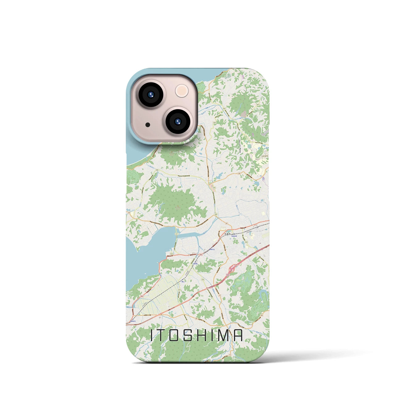 【糸島】地図柄iPhoneケース（バックカバータイプ・ナチュラル）iPhone 13 mini 用
