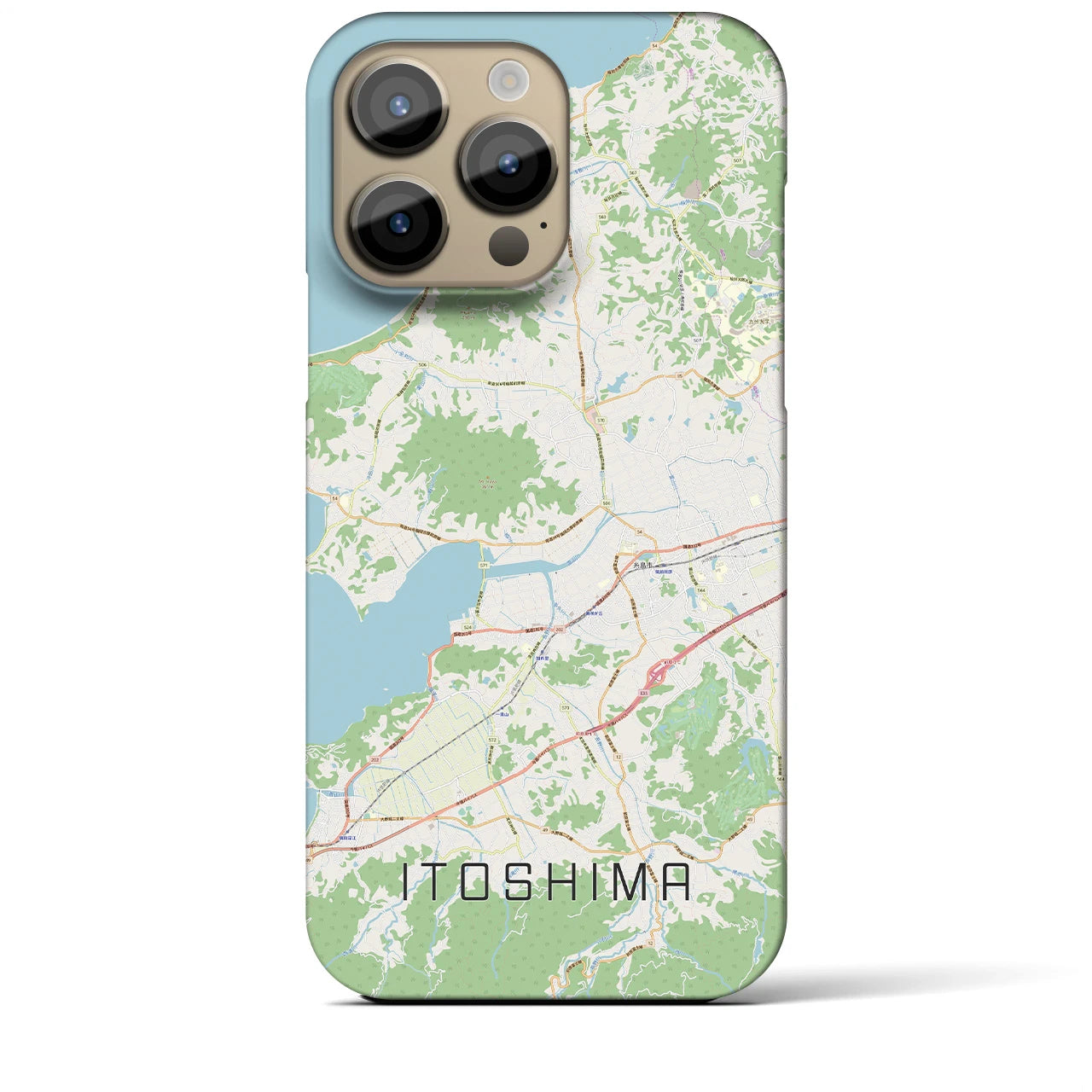 【糸島】地図柄iPhoneケース（バックカバータイプ・ナチュラル）iPhone 14 Pro Max 用