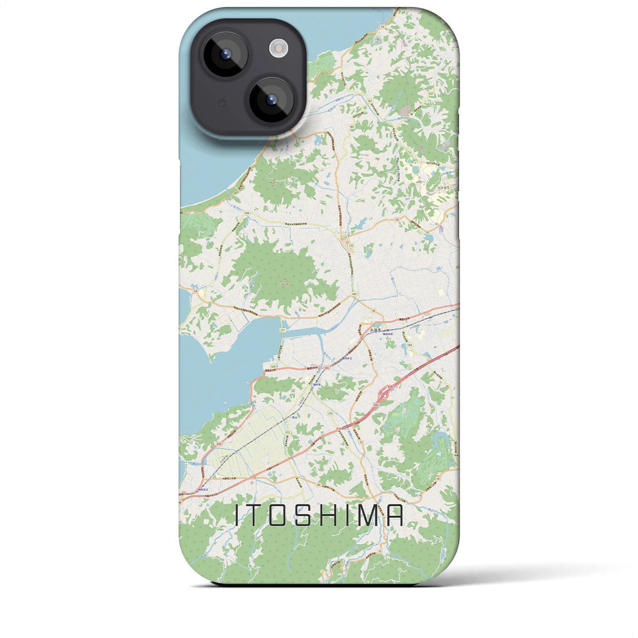 【糸島】地図柄iPhoneケース（バックカバータイプ・ナチュラル）iPhone 14 Plus 用