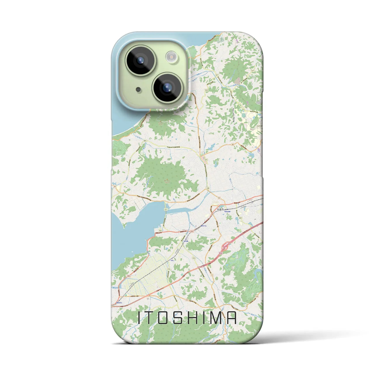 【糸島】地図柄iPhoneケース（バックカバータイプ・ナチュラル）iPhone 15 用