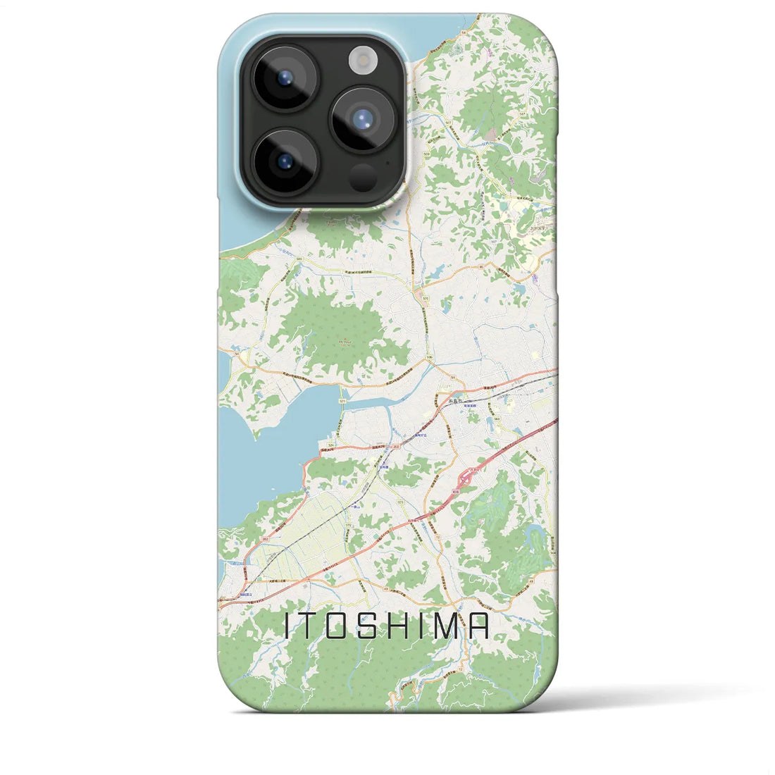 【糸島】地図柄iPhoneケース（バックカバータイプ・ナチュラル）iPhone 15 Pro Max 用
