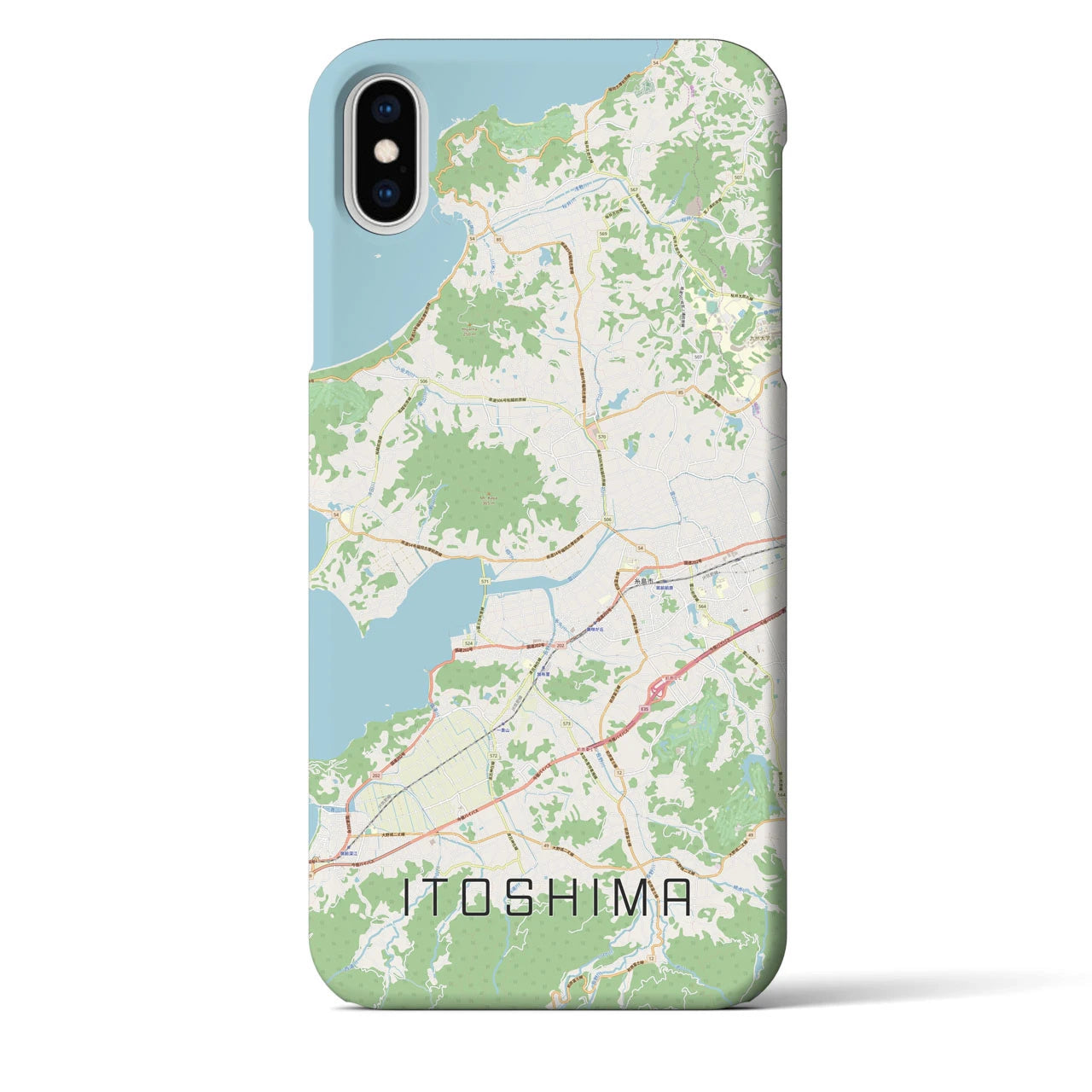 【糸島】地図柄iPhoneケース（バックカバータイプ・ナチュラル）iPhone XS Max 用