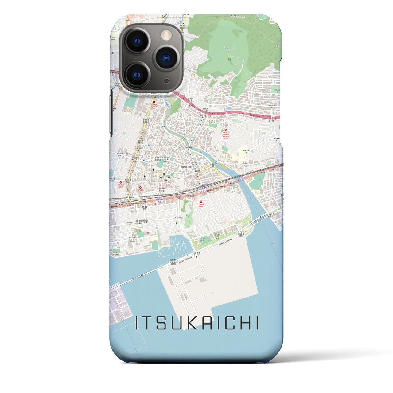 【五日市（広島県）】地図柄iPhoneケース（バックカバータイプ・ナチュラル）iPhone 11 Pro Max 用