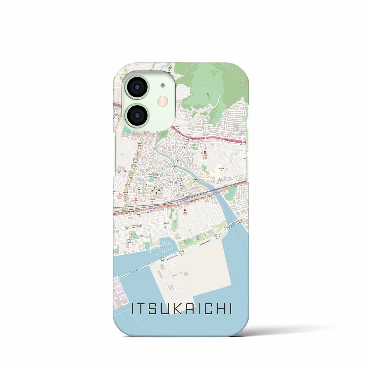 【五日市（広島県）】地図柄iPhoneケース（バックカバータイプ・ナチュラル）iPhone 12 mini 用