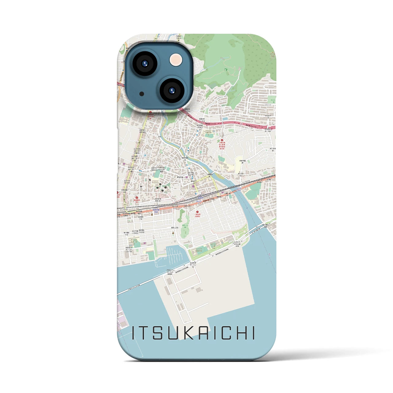 【五日市（広島県）】地図柄iPhoneケース（バックカバータイプ・ナチュラル）iPhone 13 用