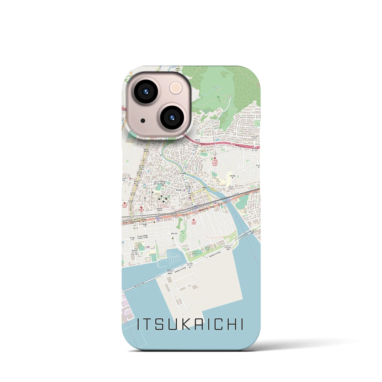 【五日市（広島県）】地図柄iPhoneケース（バックカバータイプ・ナチュラル）iPhone 13 mini 用