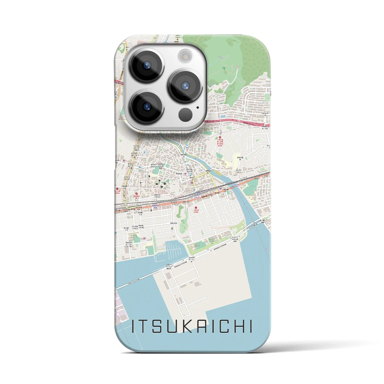 【五日市（広島県）】地図柄iPhoneケース（バックカバータイプ・ナチュラル）iPhone 14 Pro 用