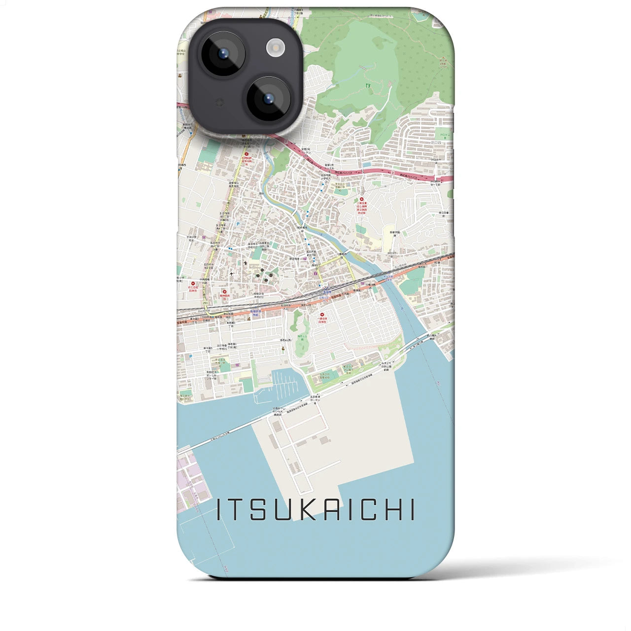 【五日市（広島県）】地図柄iPhoneケース（バックカバータイプ・ナチュラル）iPhone 14 Plus 用